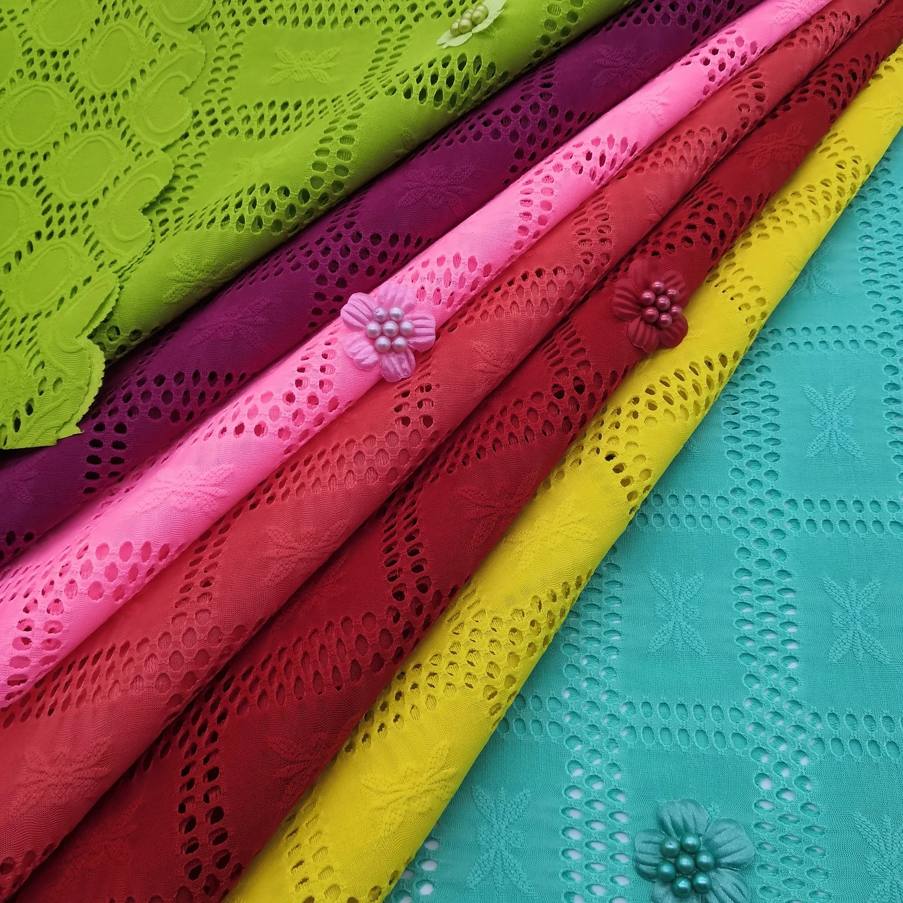 hot-selling african style bead mouth embroidery dry lace fabric long dress fabric cord lace fabric