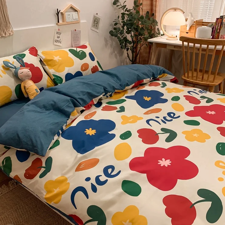 Comfortable Kids Cartoon Bedding sets Boys 100% Cotton Children Colorful Duvet cover sets Baby Crib Comforter Printed Bed sheets