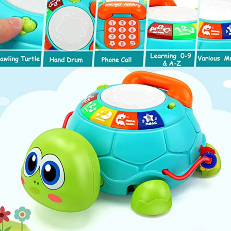 Высококачественные Мультяшные Детские ползучие индукционные черепахи телефон музыкальный развивающие игрушки