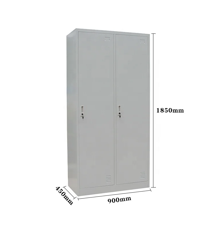 Chinese Manufacturer Cold Rolled Steel Double Door Clothing Cabinets Metal Wardrobe Design
