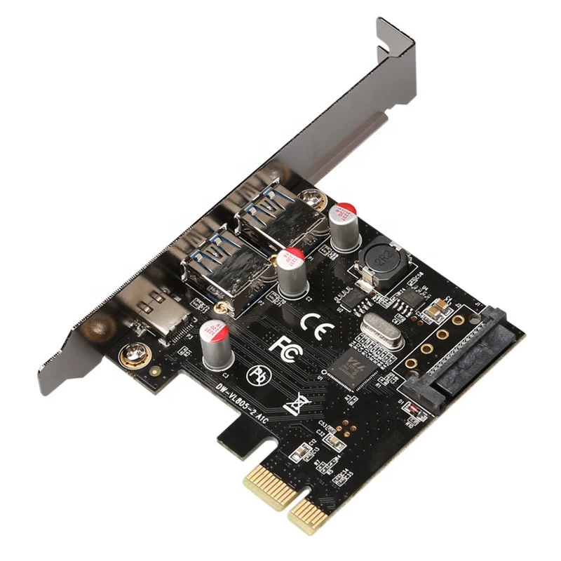 USB 3.1 Type-C + 2 usb 3.0 type-A + SATA 15PIN USB header PCI-e Card Desktop PCI Express to USB3.1 Adapter via chip
