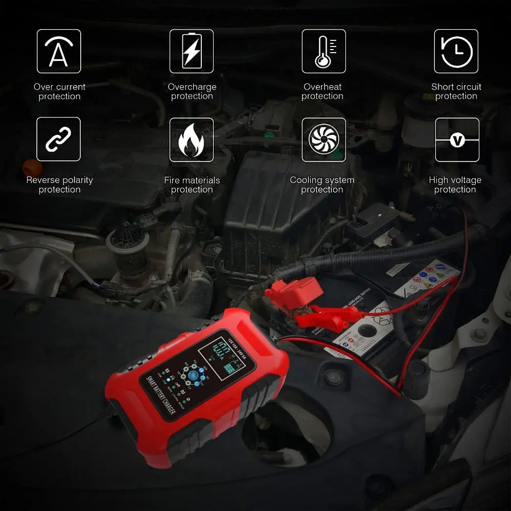 Зарядное устройство 12V/10A 24V/5A автомобильное 7-ступенчатое многофункциональное умное зарядное для автомобильного аккумулятора