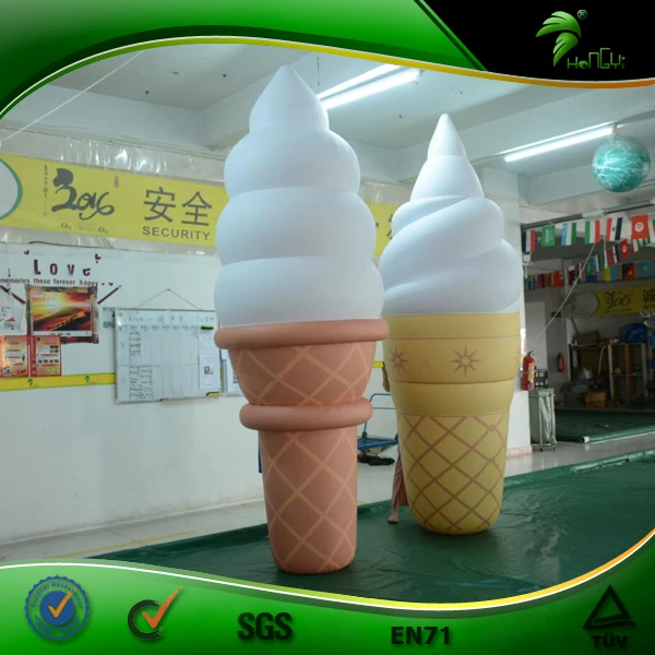 Outdoor Giant Inflatable Ice Cream Cone Summer Decoration Inflatable LED Lighting Advertising Model