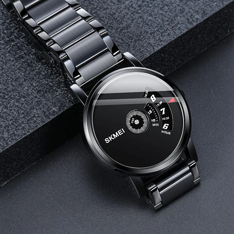 SKMEI men fashion business stainless steel back watch japan movt quartz watch