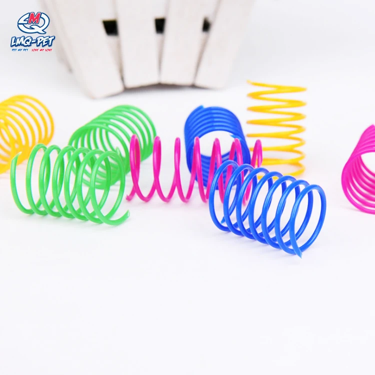 4Pcs Plastic Spring Cat Toy Colorful Coil Spiral Springs Pet Action Wide Durable Interactive Toy