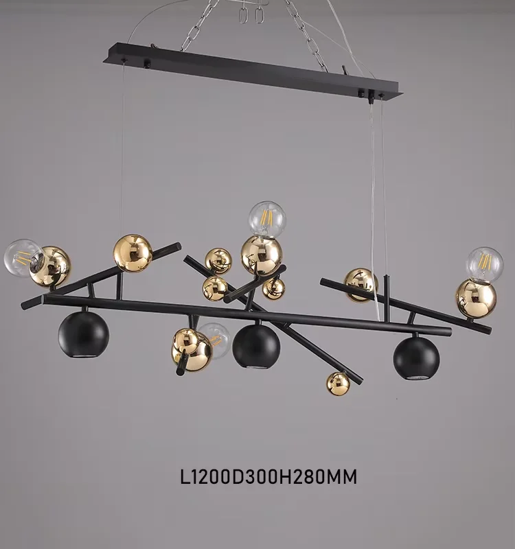 Modern Creative Design Home Office Decorative Pendant Light Restaurants Dinning Room Black Bubble Ball Hanging Chandelier Lamp