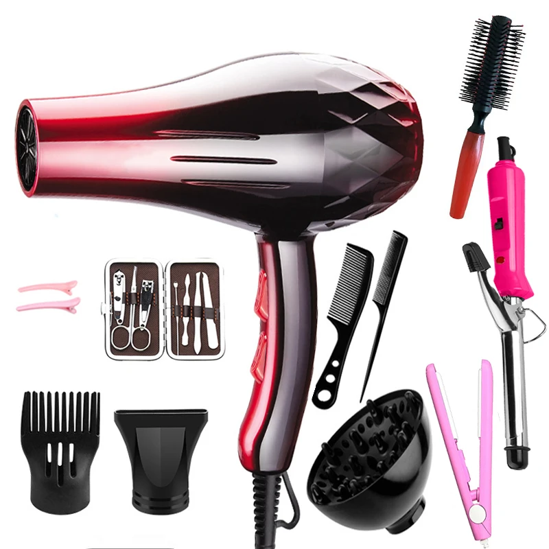 Оптовая продажа набор для парикмахерской 5 в 1 фен волос и выпрямитель 1800 Вт электронных волос/