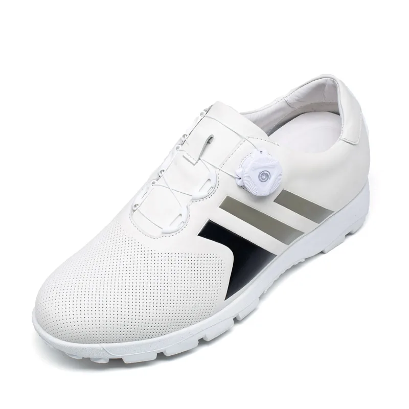 Factory wholesale custom Lace up white leather men height increasing sport shoes men sneakers Golf booster shoes