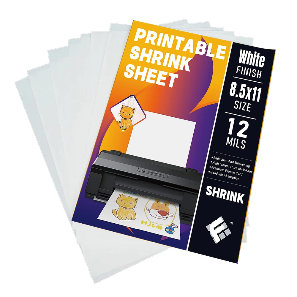 Plastic Paper Heat Dink Shrinky Sheets Art Diy White For Film A4 Kit Wrap Key Keychain Jewelry Inkjet Printable Shrink Sheet