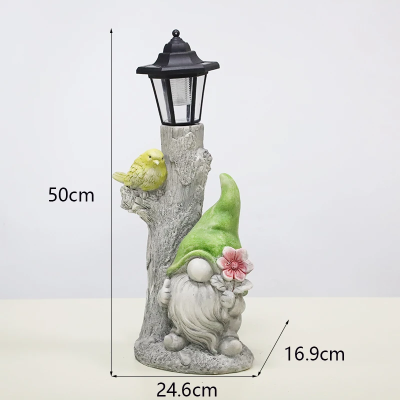 Redeco Wholesale Beach Gnome Statue Magnesia Crafts LED Solar Lamp Summer Gnomes Magnesium oxide Crafts For Gifts Garden Decor