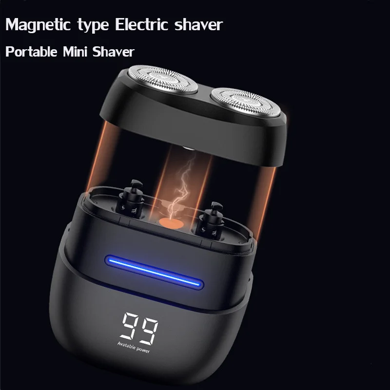MRY Pocket Portable Magnetic Shaving Machine Portable Rotary Shaver Magnetic Shaving Head Mini Razor for Shaving Face