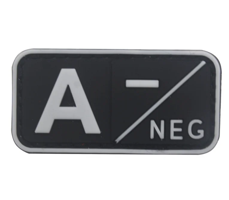 High Quality Custom Eco-Friendly Silicone Patch Rubber Tag Blood Type Label for Clothing