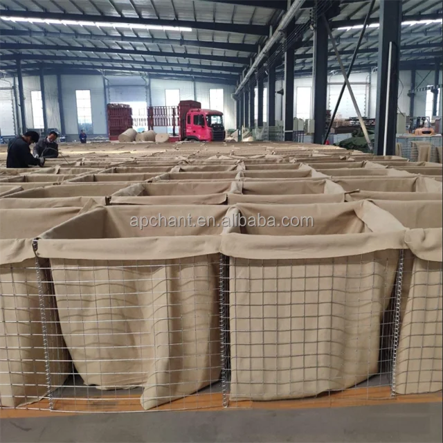 High Tensile Strength Green Geotextile Zinc-Coated Defensive Sand Barrier Flood protection Barriers /welded Mesh Barrier Bastion