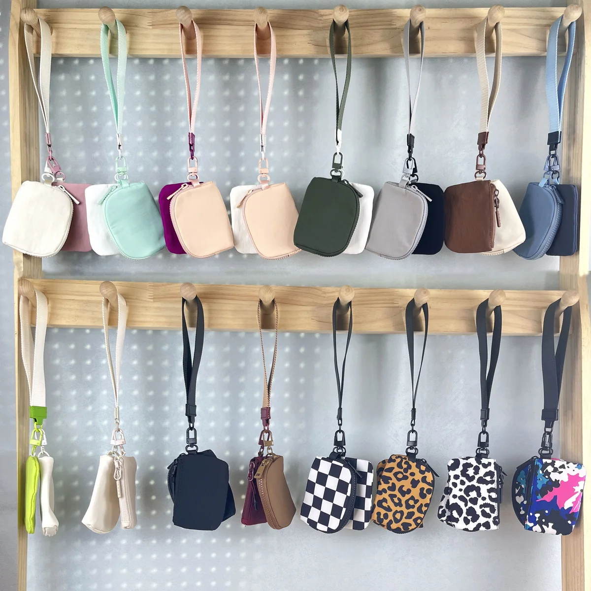 Wholesale 2024 New Dural Pouch Wristlets Portable Key Chain with Coin Bag And Card Holder Mini Double Wrist Bracelet Wallet