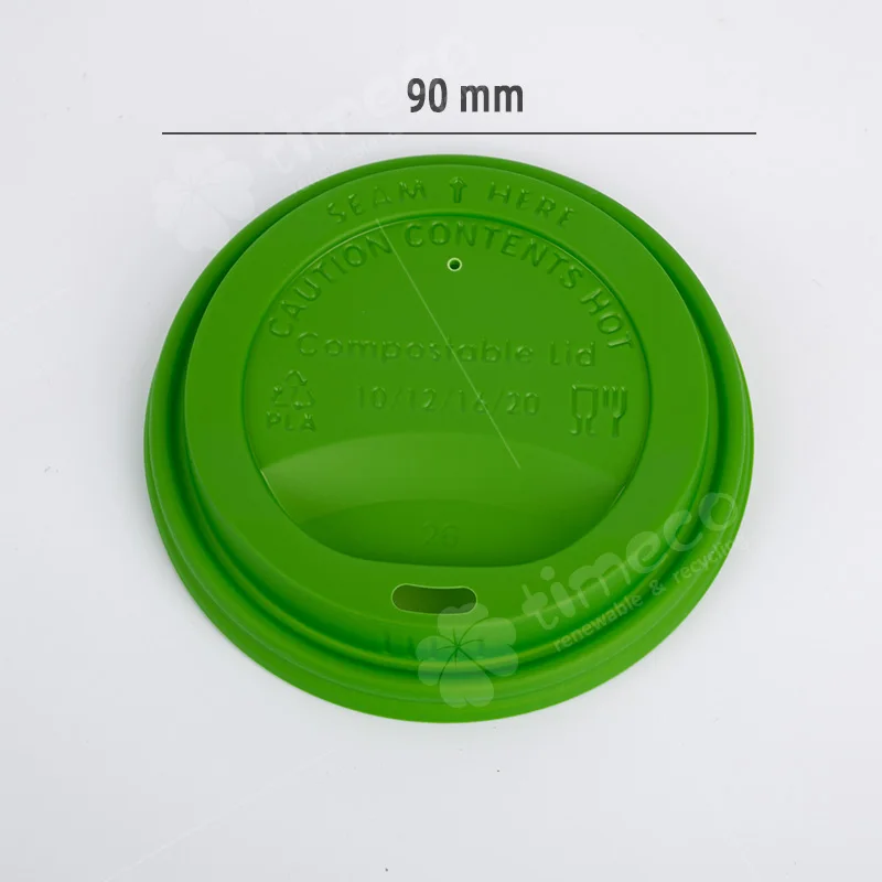 Eco-friendly Disposable Cup Lids Compostable green color BPI certificated CPLA Cup Lid