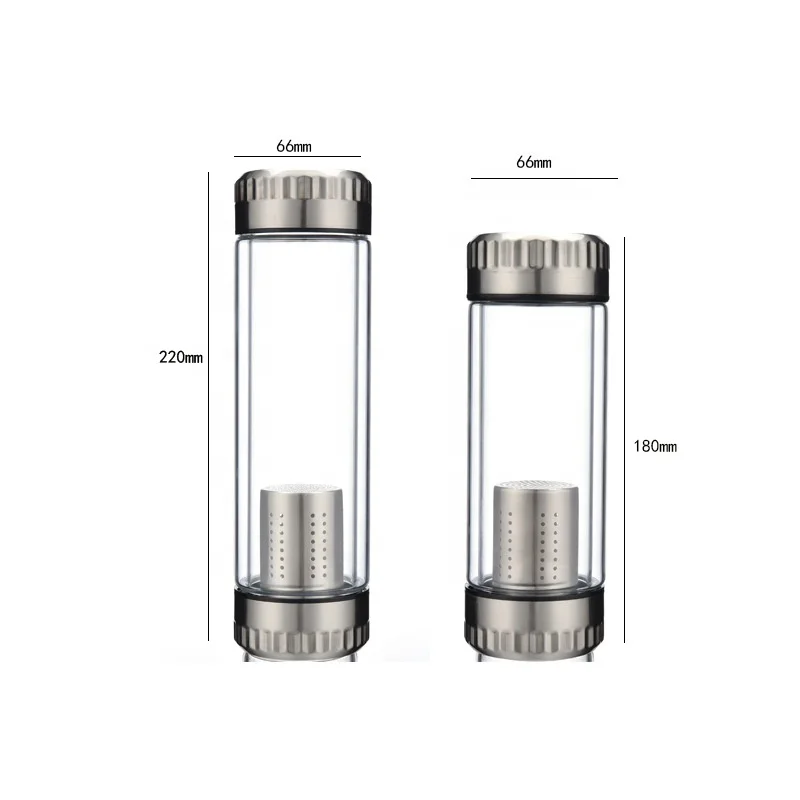 Mother Day Gift Ideas Double Wall Glass Water Cup Bottle with Stainless Steel Tea Infuser