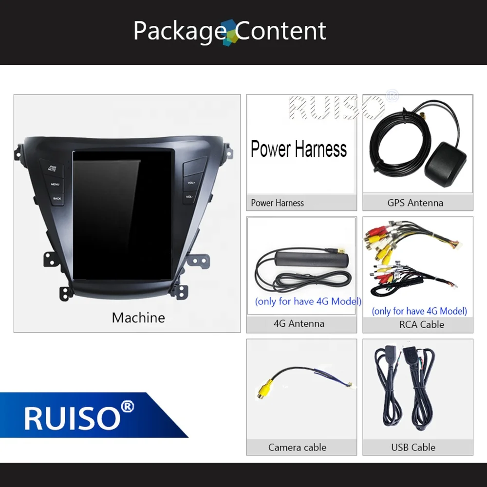 RUISO Car Radio Android Car Player For HYUNDAI ELANTRA 2014-2016 GPS auto carplay for Tesla Vertical Screen