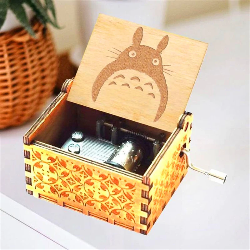 14 Designs Creative Craft My Neighbor Totoro Gift Box with Music Anime Miyazaki Hayao Hand Crank Music Box Movement for Girls