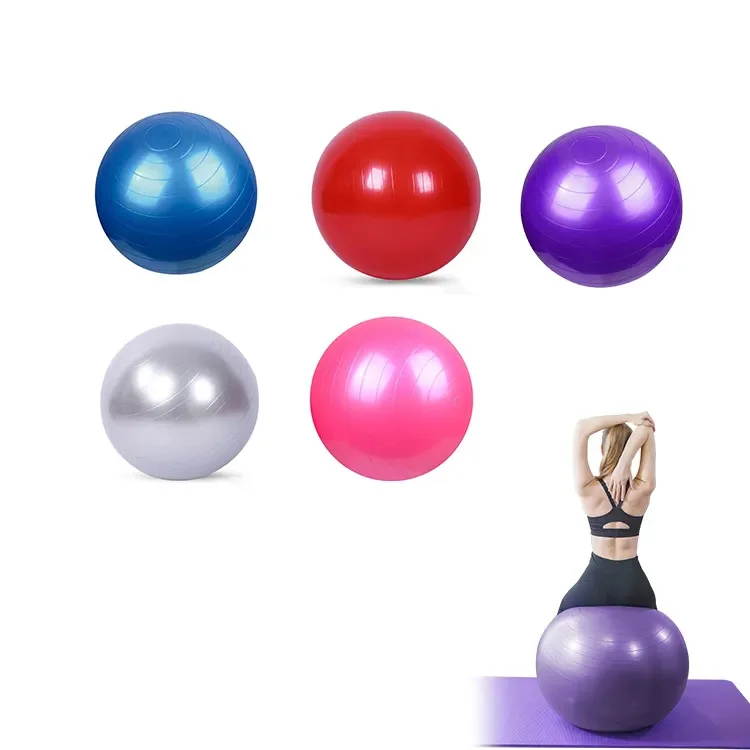 Custom Color Pvc Yoga Ball Fitness 55cm 65cm 75cm Sport Pilates Birthing Ball Training Workout Massage Gym Exercise Ball