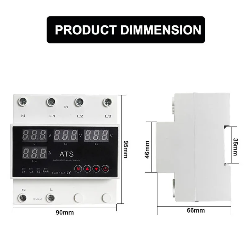 New design 3P over and under voltage protection adjustable ats 220V 63 amp changeover switch price