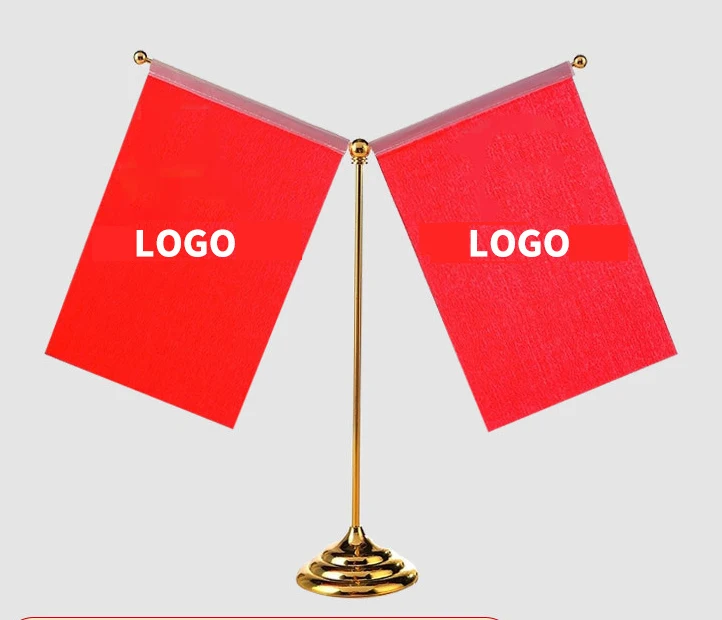 Cheap Promotional Table Stand Flag Table Flag With Stainless Steel Flag Pole