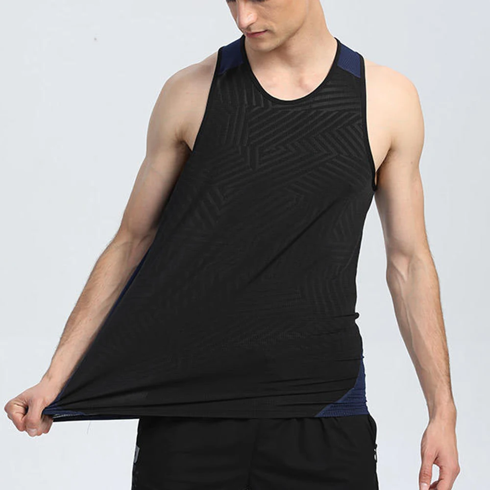 Wholesale  Custom Mens logo Gym tank Top  Polyester Muscle Sleeveless Running Stringer Fitness Sports Workout Vest Gym Wear