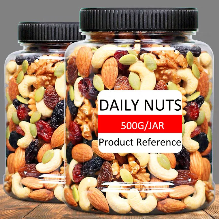 OEM wholesale 500g jar Mixed nut snacks mix nuts and dried fruits  food