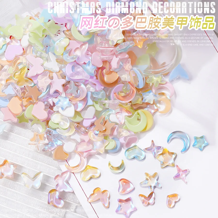 Crystal Mermaid Tail Nail Accessories Aurora Mocha Color Flat Irregular Nail Decor Water Wave Nail Rhinestone Accents