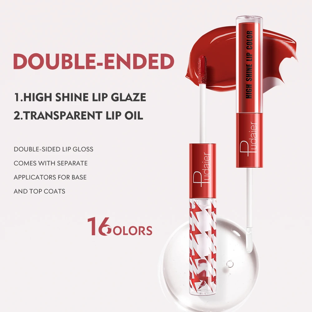 Private Label Lip Makeup High Quality Double Ended Lip Glaze And Lip Oil Waterproof Long Wear Liquid Lipstick OEM Makeup