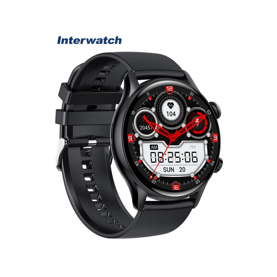 Interwatch W1 Android OS IP68 golden AMOLED 1.36 inch full screen touch flash 128M password unlock smart watch for women