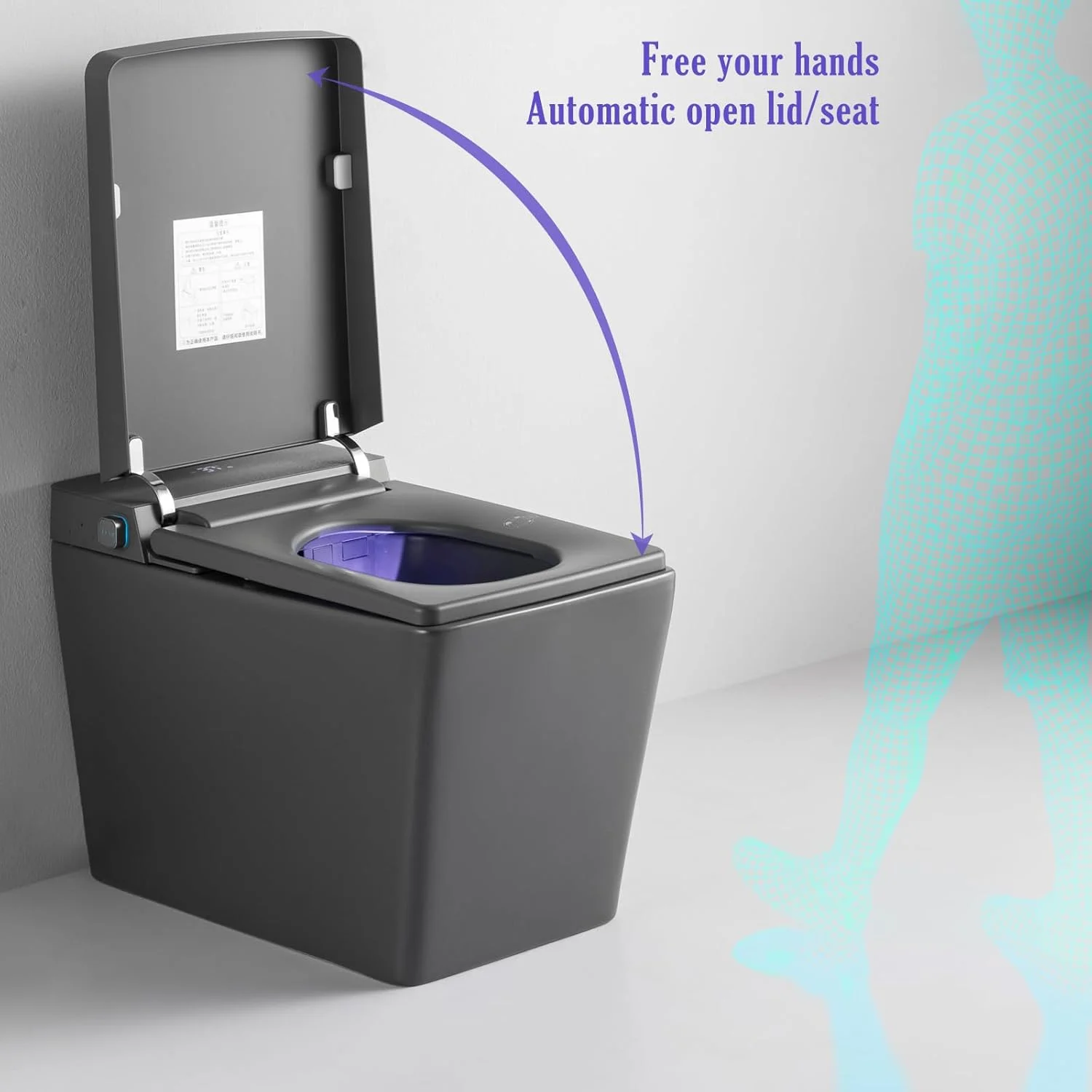 MWD Advanced Square Smart Toilet Automatic Open Close Lid Heating Bidet Seat Modern Toilet Bidet Combination