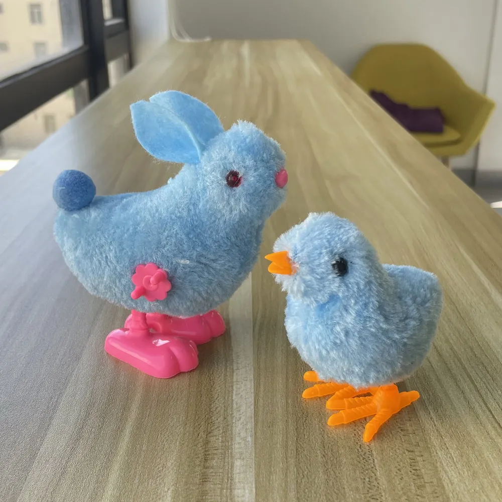 Kids Education Classic Funny Colourful Clockwork Jumping Small Plush Animal Wind Up Rabbit Toy