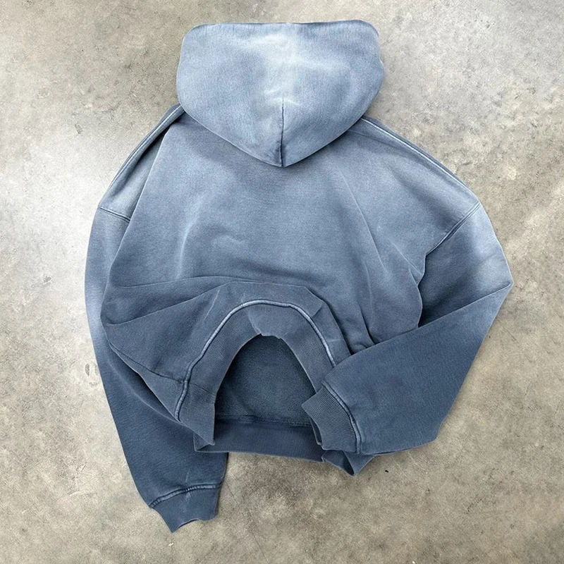 Custom Manufacturers Distressed Streetwear Pullover Hoody High Quality Heavyweight Vintage acid wash Sun Faded Hoodie