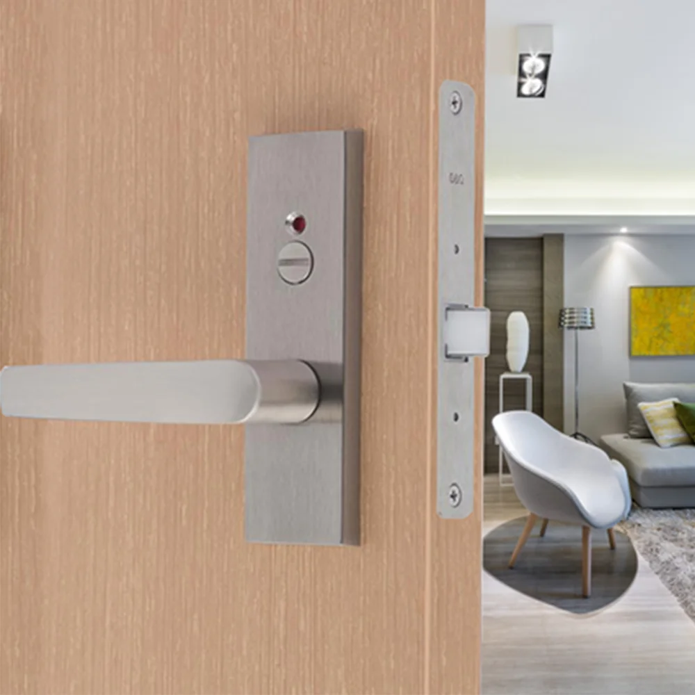 Japanese Style  Hardware Manual Bathroom Lever Door Locks with Indicator for Interior Wood Doors Factory