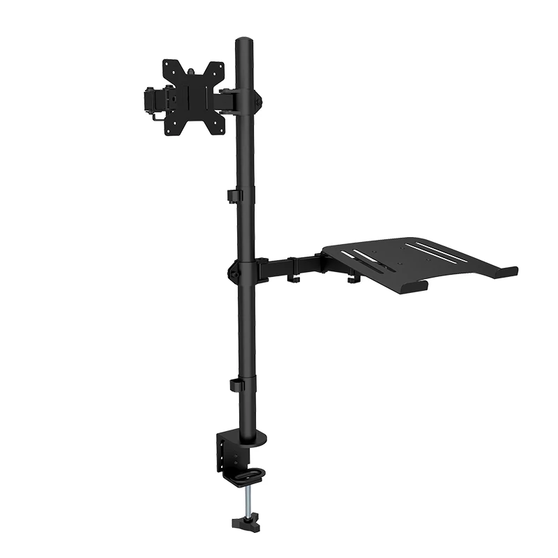 New Hot Selling LCD Monitor Arm with Laptop Notebook Adaptor Adjustable Dual Monitor Mount Stand CN;ZHE Black Steel Stock Ce