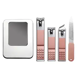 Customized Professional Grooming Kits 4 Pieces Manicure Set Rose Gold Nail Clippers Used In Manicure And Pedicure Kit