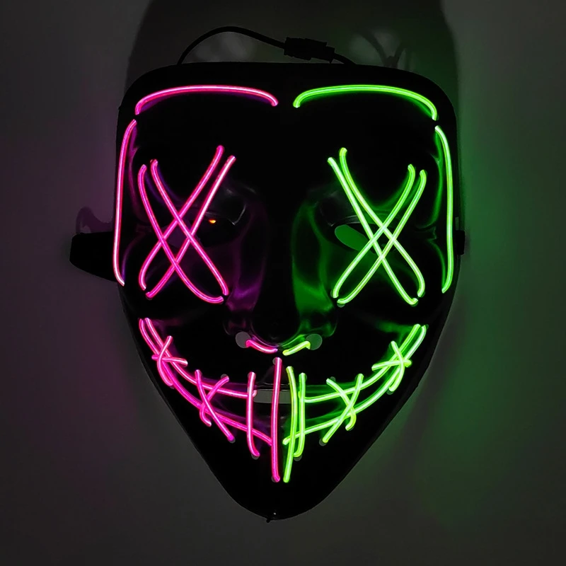 Wholesale Halloween Decoration Light Up DJ Party Neon Glowing EL Wire Rave LED Party Masquerade Mask