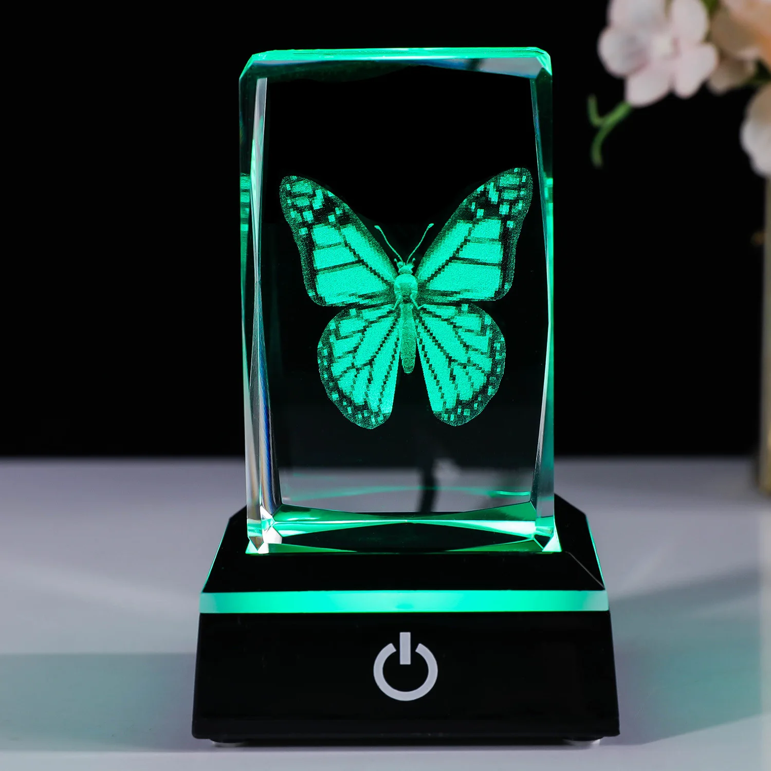 crystal 3d laser cube with led light base crystal gift for holiday