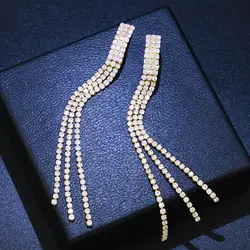 South Korea  new long Tassel Earrings without ear holes inlaid with zircon ear clip is a hot source of foreign trade