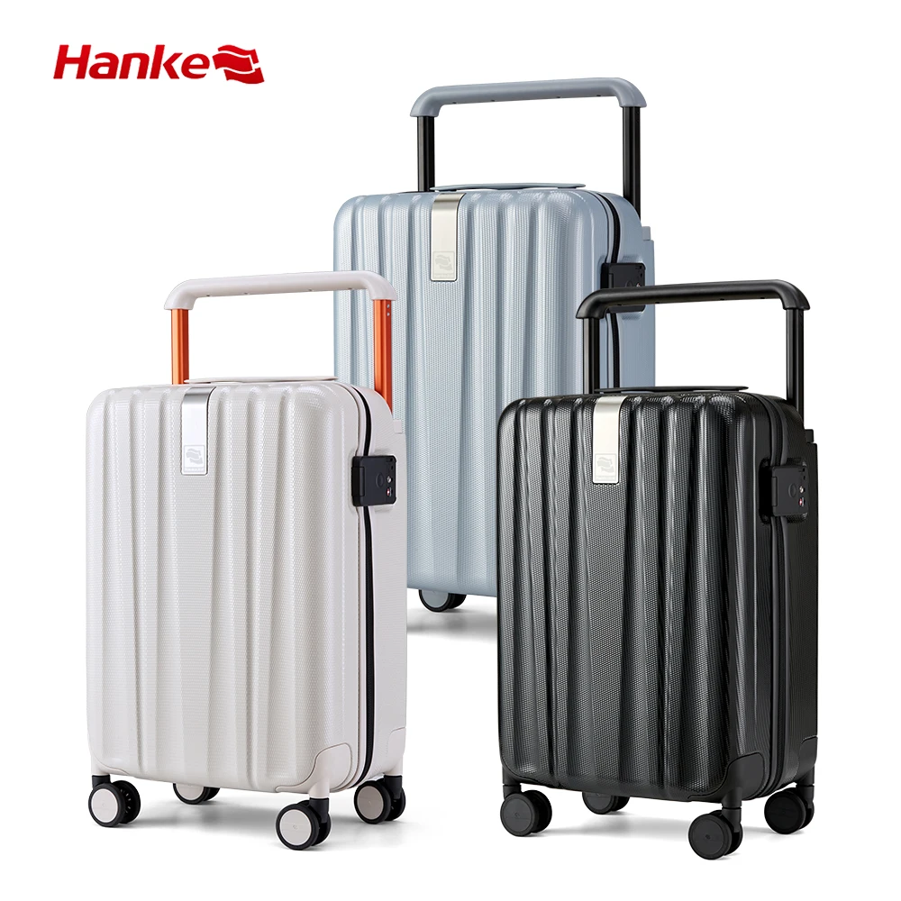 Hanke luxury new designed aluminum trolley suitcase lightweight business travel smart luggage set on wheels