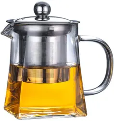 High Borosilicate 400ml Heat Resistant Double Wall Glass Teapot