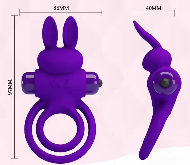 Rabbit Dual Rings Design Vibration Massager for Men,Wearable Vibrating Delay Ring Massage Tools for Make Male Last Longer