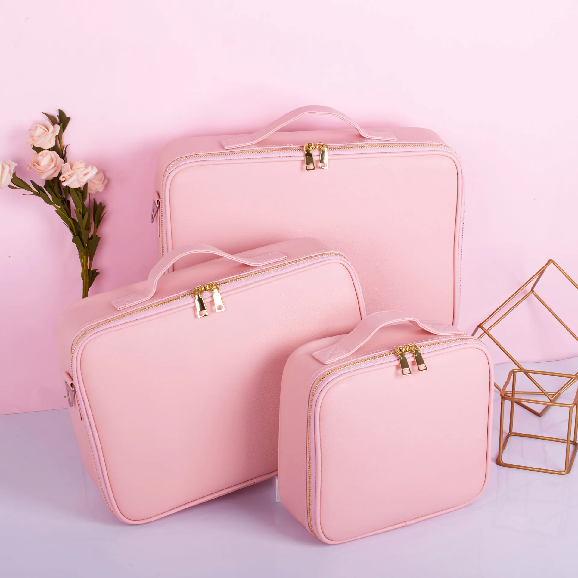 KALANTA nail bolsa de couro Girls Pu Travel Makeup Beauty Storage Box Travel Portable Artist Cosmetic case box Hand Bag