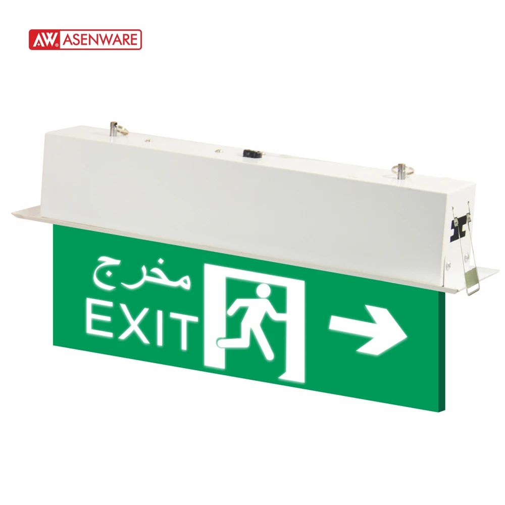 exit sign emergency lighting 3W emergency charging exit lamp Factory price for school hospital