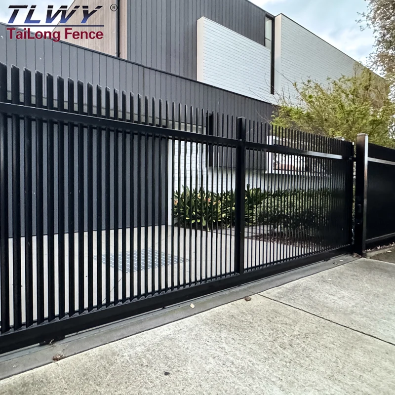 Modern Steel Metal Fence Panel Powder-Coated Zinc Steel Galvanized Square Pipe Easy Low Black Flat Top Rail Fence