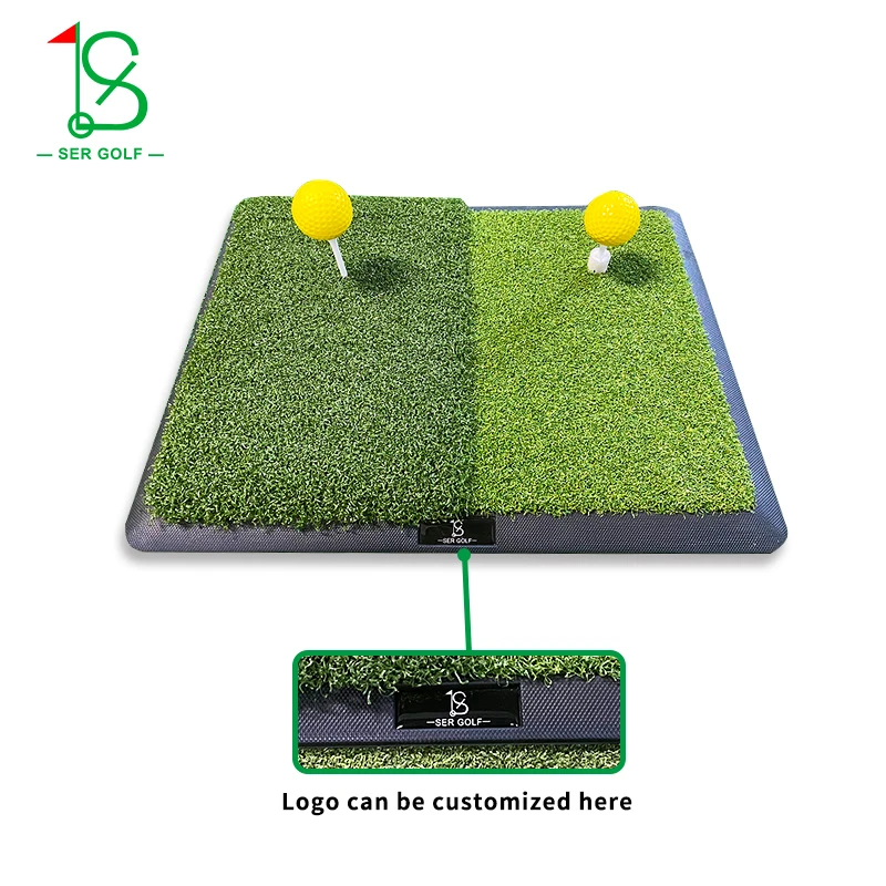 High Quality Golf Swing Mat Dual Turf Golf Hitting Mat Potable Mini 2 IN 1 Golf Practice Mat