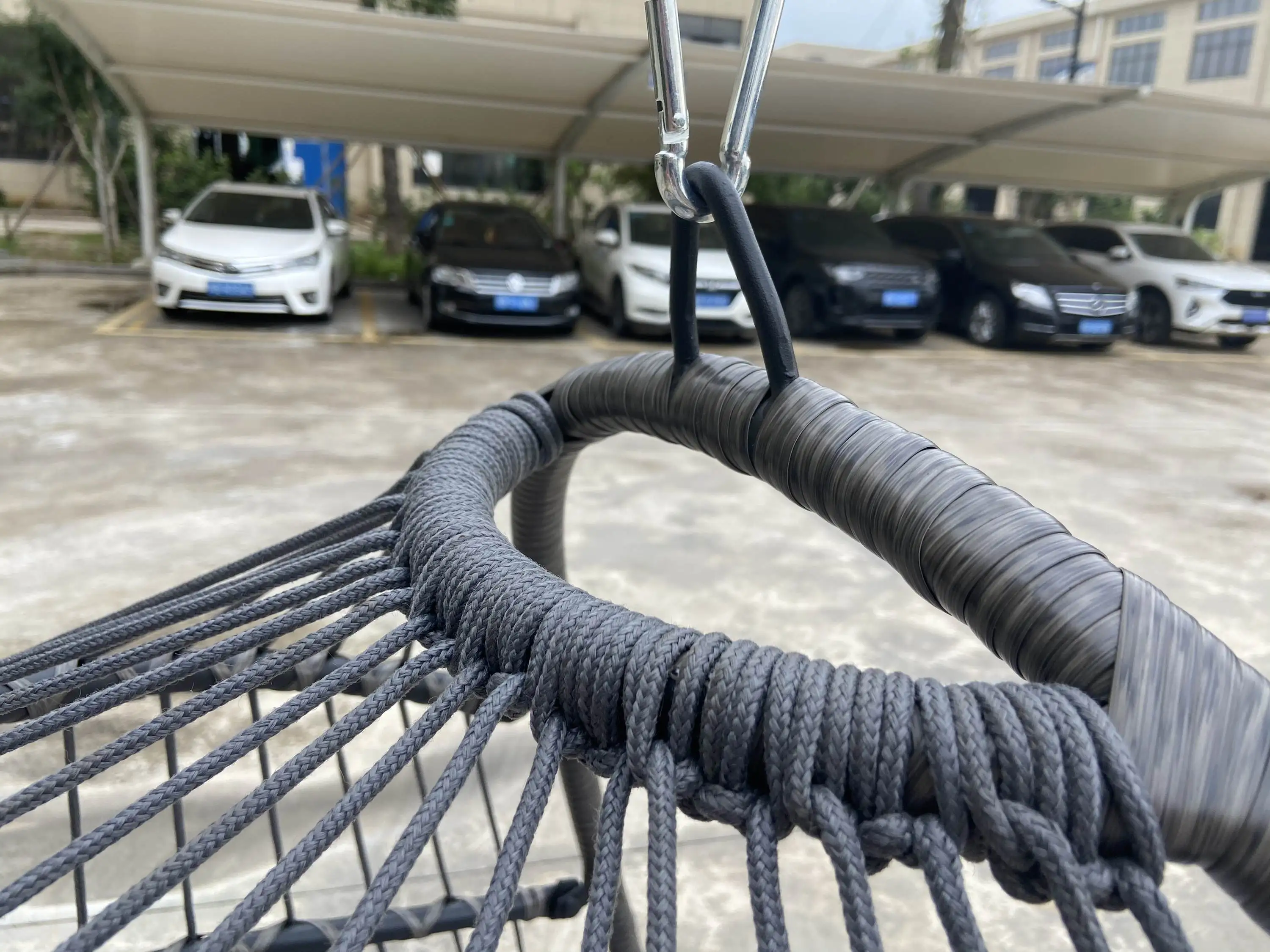 Indoor Patio Hanging Egg Swing Chair With Stand, Outdoor Garden Furniture Wicker Rattan Swing Chair Hammock Chair with Cushion