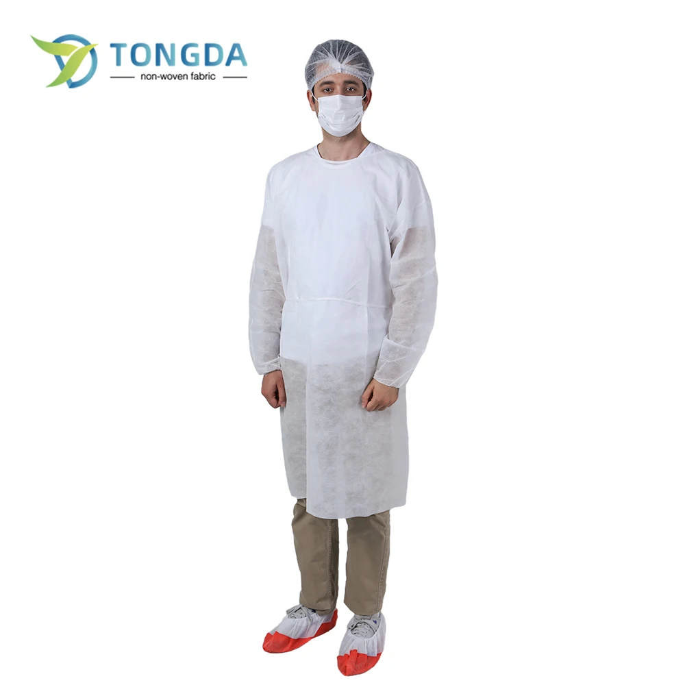 Elastic cuff disposable surgical non woven patient gown with short sleeve