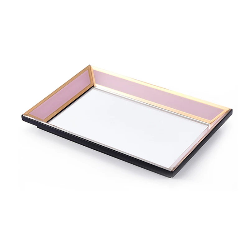 Wholesale square mirror tray decorative luxury transparent china glass trays