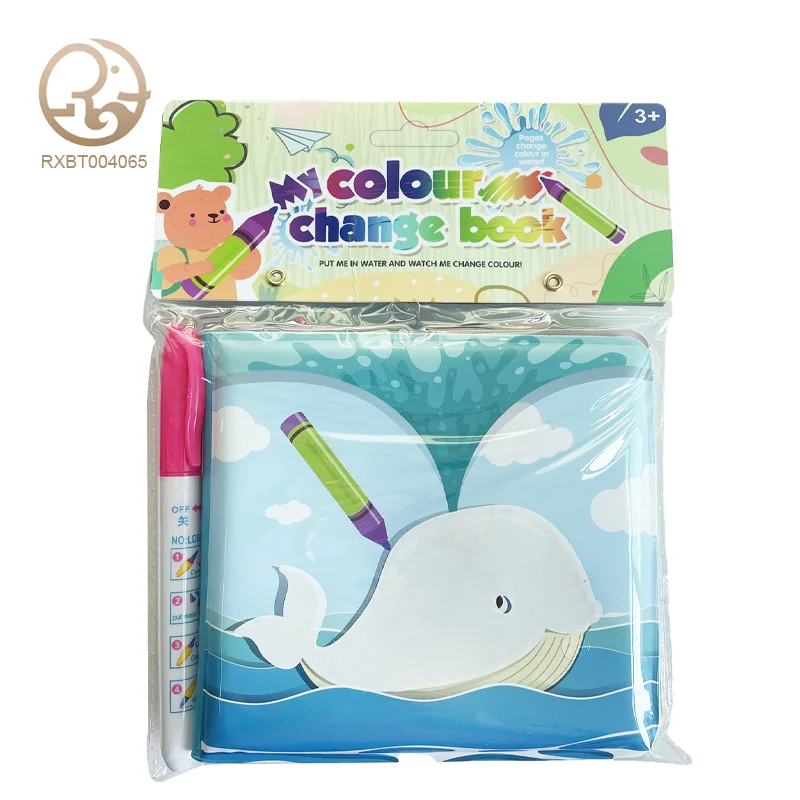 Aquarium Inspired Waterproof Baby Bath Book Soft-Glued Magical Marine Animal Press Toy Quiet Book Color-Changing Sound Effects